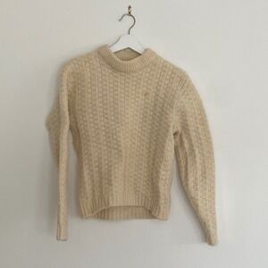 Puritan Vintage 100% Virgin Wool Textured Knit Sweater Cream Made in USA Mens M